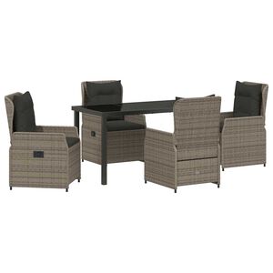 vidaXL Garden Dining Set 5 pcs Grey Poly Rattan