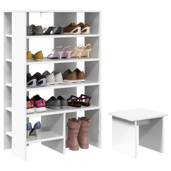 vidaXL Shoe Cabinet with Shelf 2 pcs White Engineered Wood