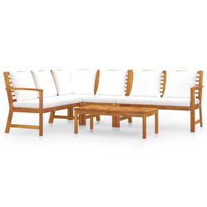 vidaXL 5 Piece Garden Lounge Set with Cushion Cream Solid Acacia Wood