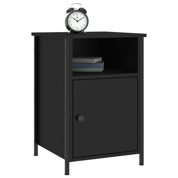 vidaXL Bedside Cabinet Black 40x42x60 cm Engineered Wood
