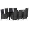 vidaXL Garden Dining Set with Cushion 9 pcs Black Poly Rattan