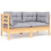 vidaXL 7 Piece Garden Lounge Set with Grey Cushions Solid Pinewood