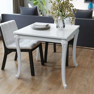 vidaXL Dining Table 80x80x76 cm High Gloss White