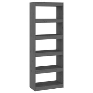 vidaXL Book Cabinet/Room Divider Grey 60x30x167,5 cm Solid Wood Pine