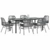 vidaXL 7 Piece Garden Dining Set with Cushions Grey Poly Rattan Glass