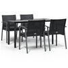 vidaXL 5 Piece Garden Dining Set with Cushions Poly Rattan and Steel