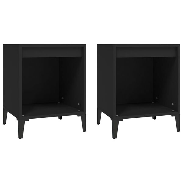 vidaXL Bedside Cabinets 2 pcs Black 40x35x50 cm