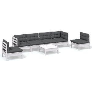 vidaXL 7 Piece Garden Lounge Set with Cushions Solid Pinewood