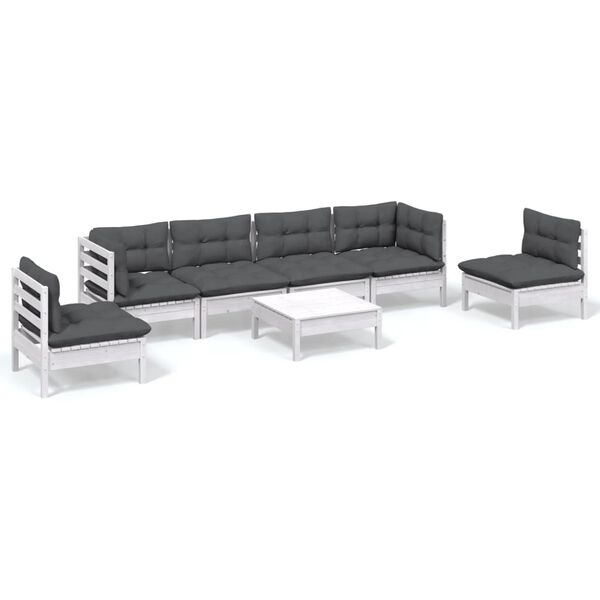 vidaXL 7 Piece Garden Lounge Set with Cushions Solid Pinewood