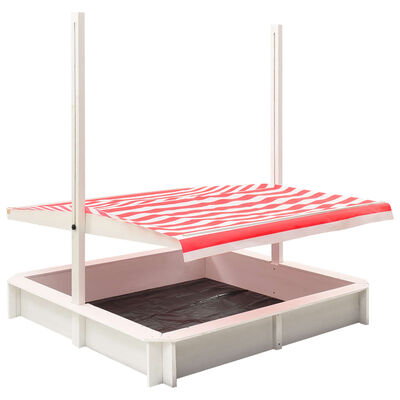 vidaXL Sandbox with Adjustable Roof Fir Wood White and Red UV50