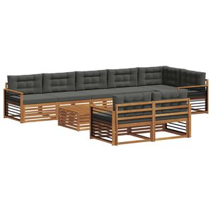 vidaXL Outdoor Sofa Set 9 pcs Natural and Anthracite