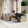 vidaXL 11 Piece Garden Sofa Set with Cushions Beige Poly Rattan