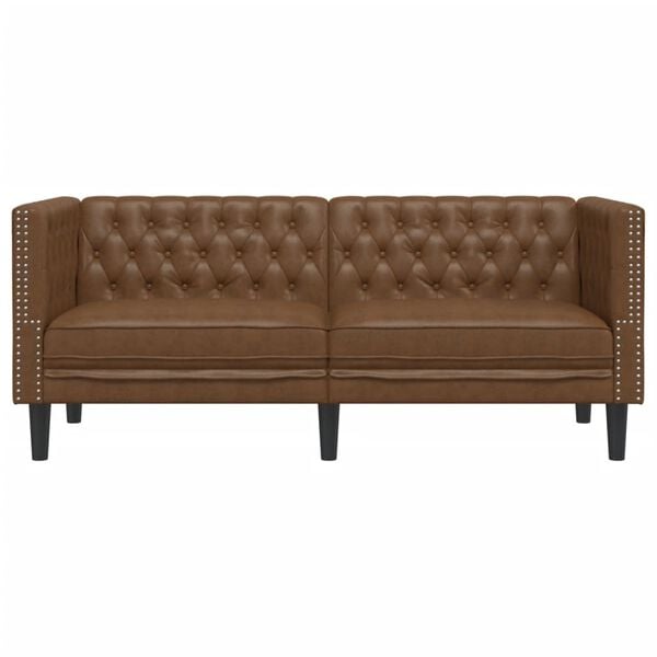 vidaXL Chesterfield Sofa 2-Seater Brown Faux Leather