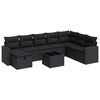 vidaXL 9 Piece Garden Sofa Set with Cushions Black Poly Rattan