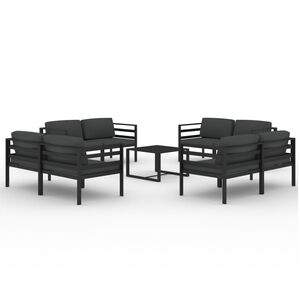 vidaXL 9 Piece Garden Lounge Set with Cushions Aluminium Anthracite