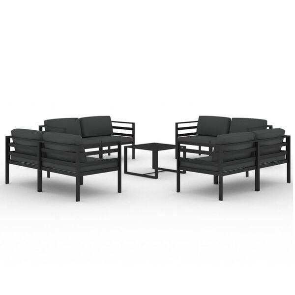 vidaXL 9 Piece Garden Lounge Set with Cushions Aluminium Anthracite