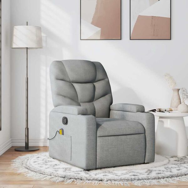 vidaXL Massage Recliner Chair Light Grey Fabric