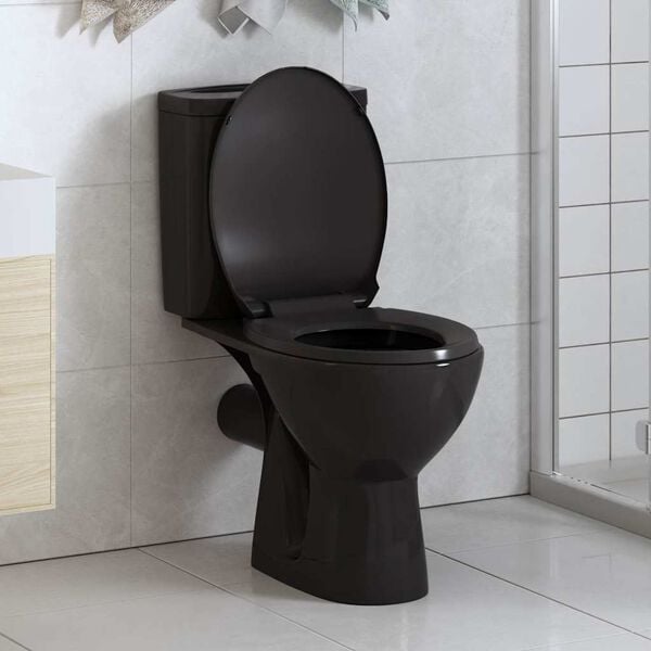 vidaXL Soft-close Toilet Seat with Quick-release Design Black