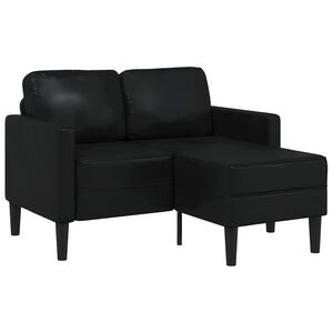 vidaXL 2-Seater Sofa with Chaise L-shaped Black 125 cm Faux Leather
