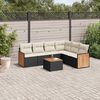 vidaXL 7 Piece Garden Sofa Set with Cushions Black Poly Rattan
