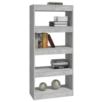 vidaXL Book Cabinet/Room Divider Concrete Grey 60x30x135 cm Engineered Wood