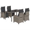 vidaXL 5 Piece Garden Dining Set with Cushions Grey Poly Rattan