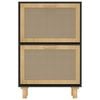 vidaXL Shoe Cabinet Black 52x25x80 cm Engineered Wood&Natural Rattan