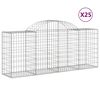 vidaXL Arched Gabion Baskets 25 pcs 200x50x80/100 cm Galvanised Iron