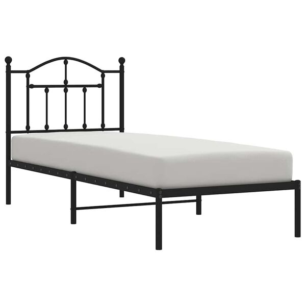 vidaXL Metal Bed Frame without Mattress with Headboard Black 90x190cm