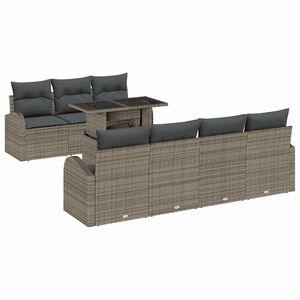 vidaXL Garden Sofa Set with Cushion Manual 8 pcs Grey Poly Rattan