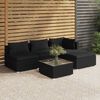 vidaXL 5 Piece Garden Lounge Set with Cushions Poly Rattan Black
