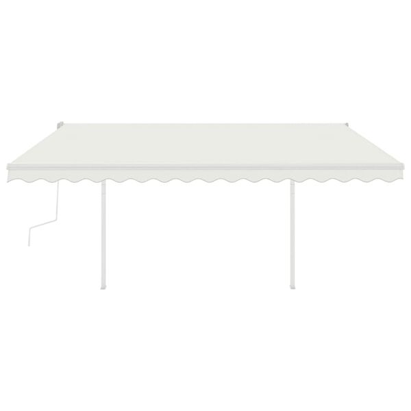 vidaXL Manual Retractable Awning with Posts 4x3 m Cream