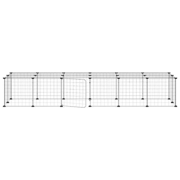 vidaXL 28-Panel Pet Cage with Door Black 35x35 cm Steel