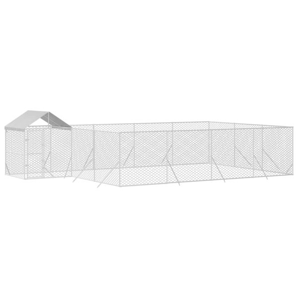 vidaXL Outdoor Dog Kennel with Roof Silver 10x6x2.5 m Galvanised Steel