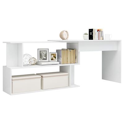 vidaXL Corner Desk High Gloss White 78.7"x19.7"x29.9" Engineered Wood