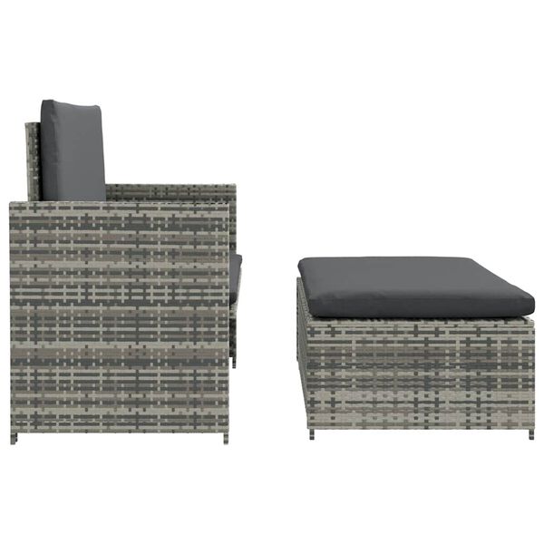 vidaXL 2 Piece Garden Lounge Set with Cushions Poly Rattan Grey