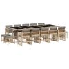 vidaXL 15 Piece Garden Dining Set with Cushions Mix Beige Poly Rattan
