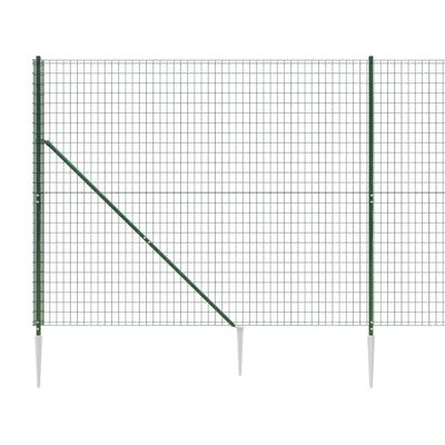 vidaXL Wire Mesh Fence with Spike Anchors Green 1.4x25 m