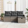vidaXL Garden Sofa Set with Cushion Manual 4 pcs Grey Poly Rattan