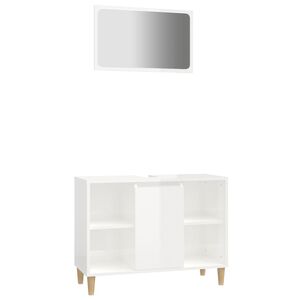 vidaXL 2 Piece Bathroom Furniture Set High Gloss White Engineered Wood
