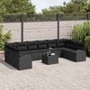 vidaXL Sofa Set with Cushion 11 pcs Black Poly Rattan