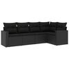 vidaXL 5 Piece Garden Sofa Set with Cushions Black Poly Rattan