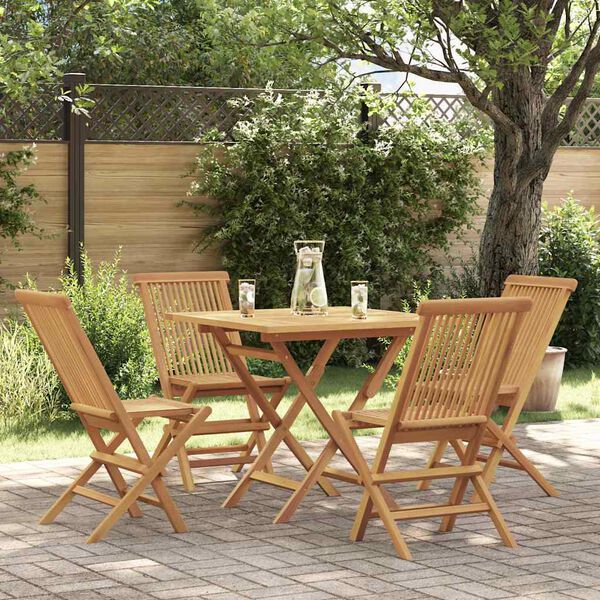 vidaXL 5 Piece Garden Dining Set Solid Teak Wood