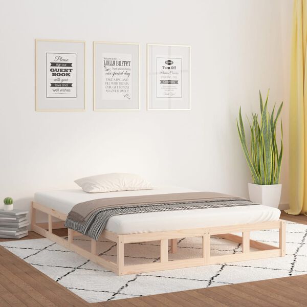 vidaXL Bed Frame without Mattress 135x190 cm Double Double Solid Wood