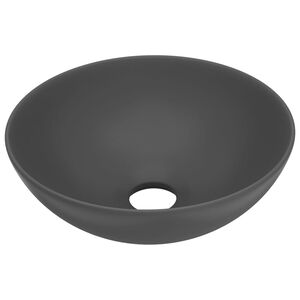 vidaXL Bathroom Sink Ceramic Dark Grey Round