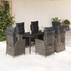 vidaXL 7 Piece Garden Dining Set with Cushions Grey Poly Rattan