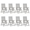 vidaXL Garden Reclining Chairs with Cushions 8 pcs Grey Solid Wood Acacia