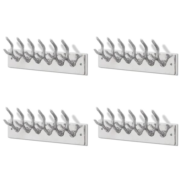 vidaXL Wardrobe Coat Hooks 4 pcs Silver Aluminium