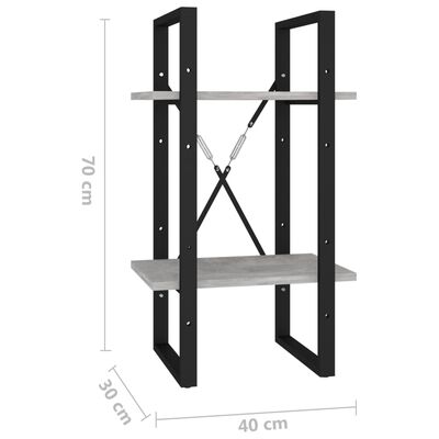 vidaXL 2-Tier Book Cabinet Concrete Grey 40x30x70 cm Engineered Wood