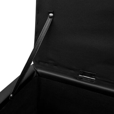 Black Artificial Leather Storage Bench Set Footrest 3 pcs
